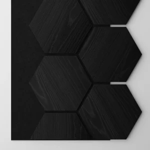 Ribbon-Hexagon Black Diamond Ash joint panel with black acoustic felt