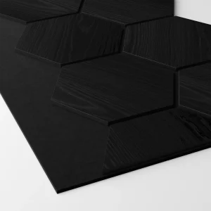 Ribbon-Hexagon Black Diamond Ash joint panel with black acoustic felt