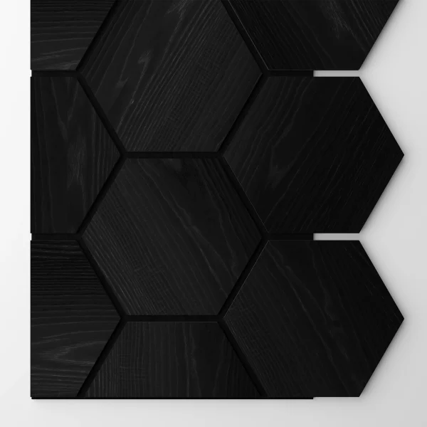 Ribbon-Hexagon Black Diamond Ash start panel with black acoustic felt