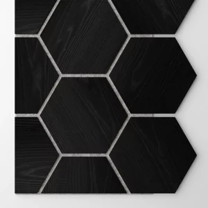 Ribbon-Hexagon Black Diamond Ash start panel with white acoustic felt