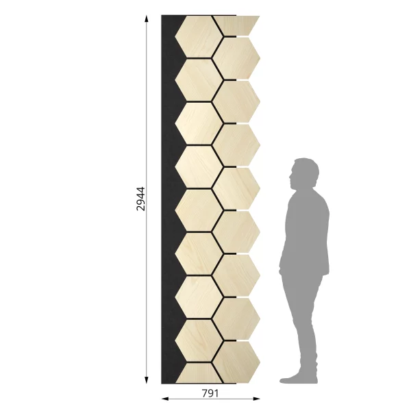 Ribbon-Hexagon Diamond Ash joint panel with dimensions