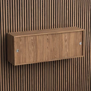 Brace wall cabinet Diamond Walnut 1200 mm two sliding doors with Diamond Walnut acoustic panels