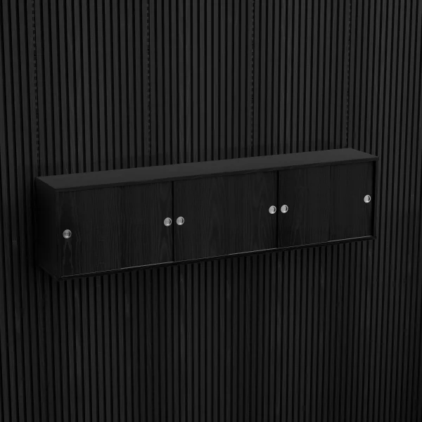 Brace wall cabinet Black Diamond Ash 1800 mm six sliding doors with Black Diamond Ash acoustic panels