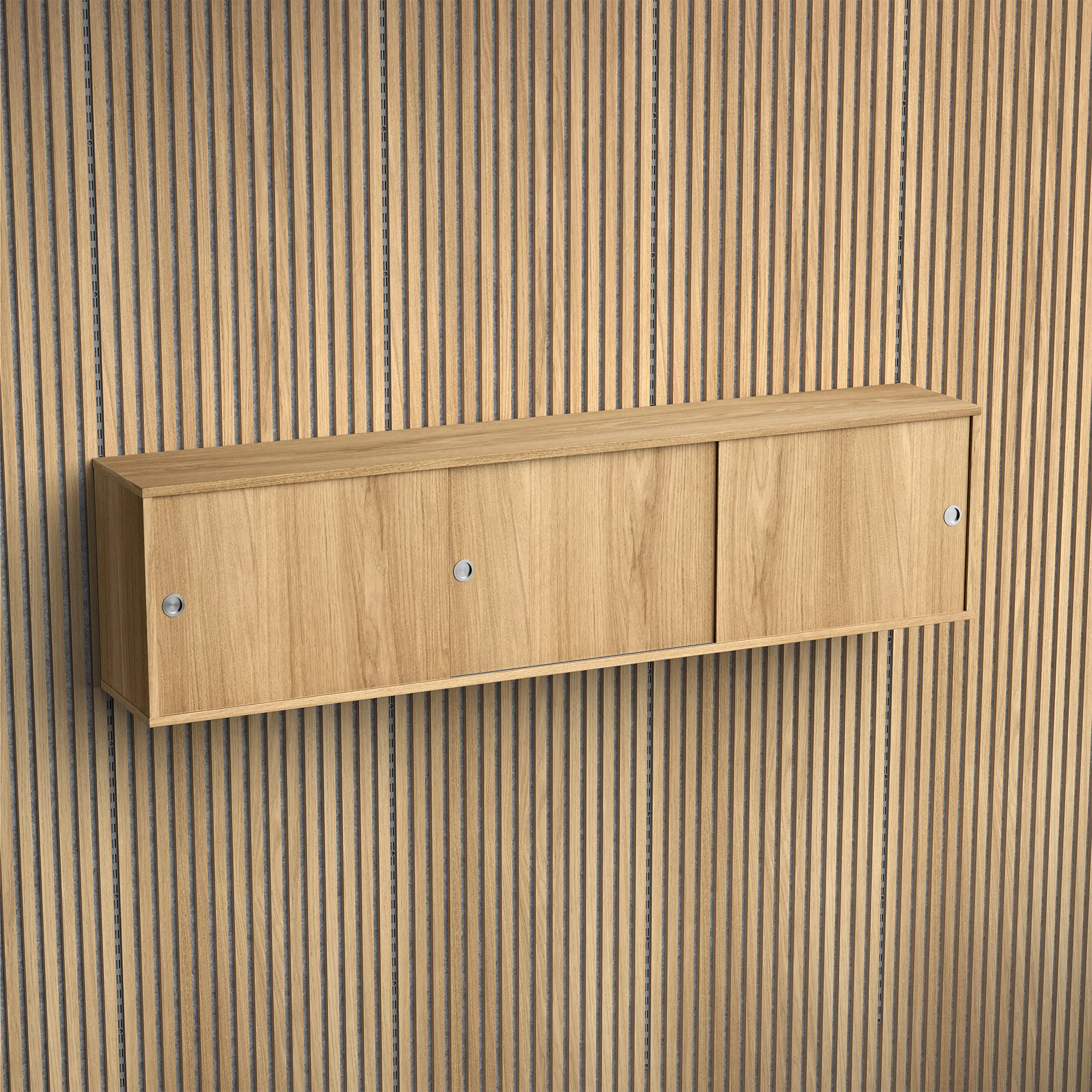 Brace wall cabinet Diamond Oak 1800 mm three sliding doors with Diamond Oak acoustic panels