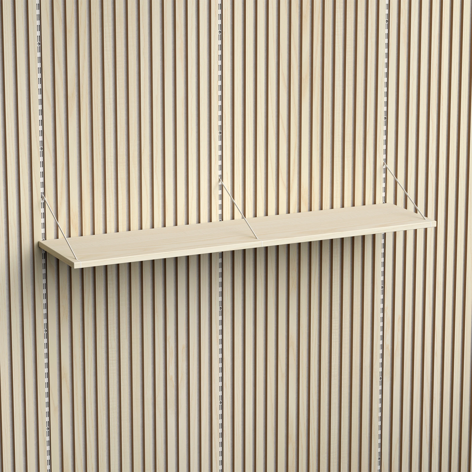 Brace wall shelf 1240 Diamond Ash white console with Diamond Ash acoustic panels