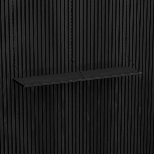 Brace wall shelf 1240 Black Diamond Ash black console with Black Diamond Ash acoustic panels