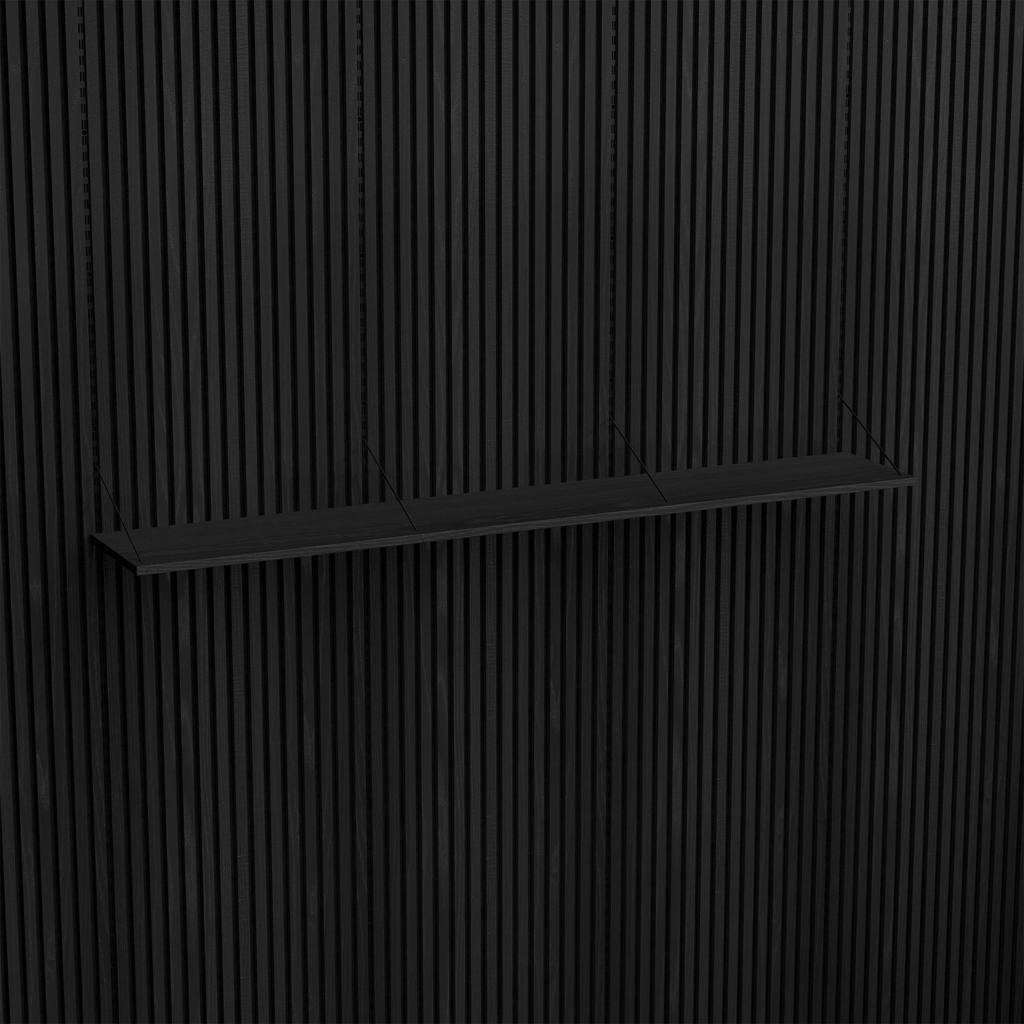 Brace wall shelf 1840 Black Diamond Ash black console with Black Diamond Ash acoustic panels